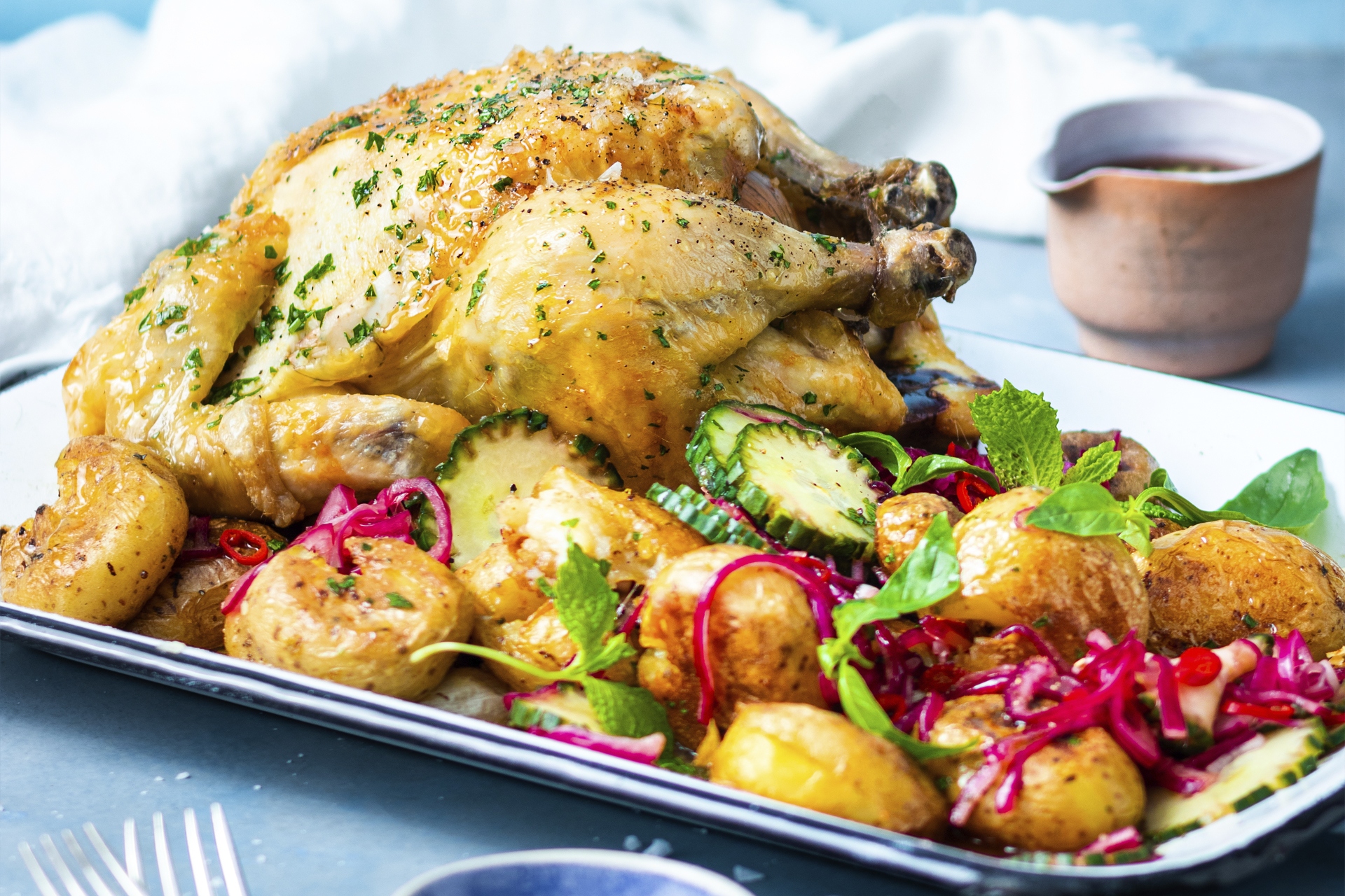 Easter roast chicken with quick pickle - Fresh Living